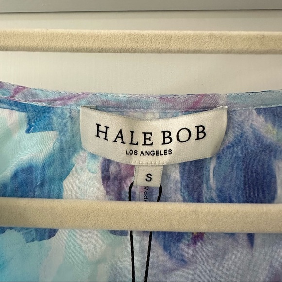 NWT Hale Bob Women's Blue and Purple Floral Button Down Blouse, Size Small - Picture 2 of 10